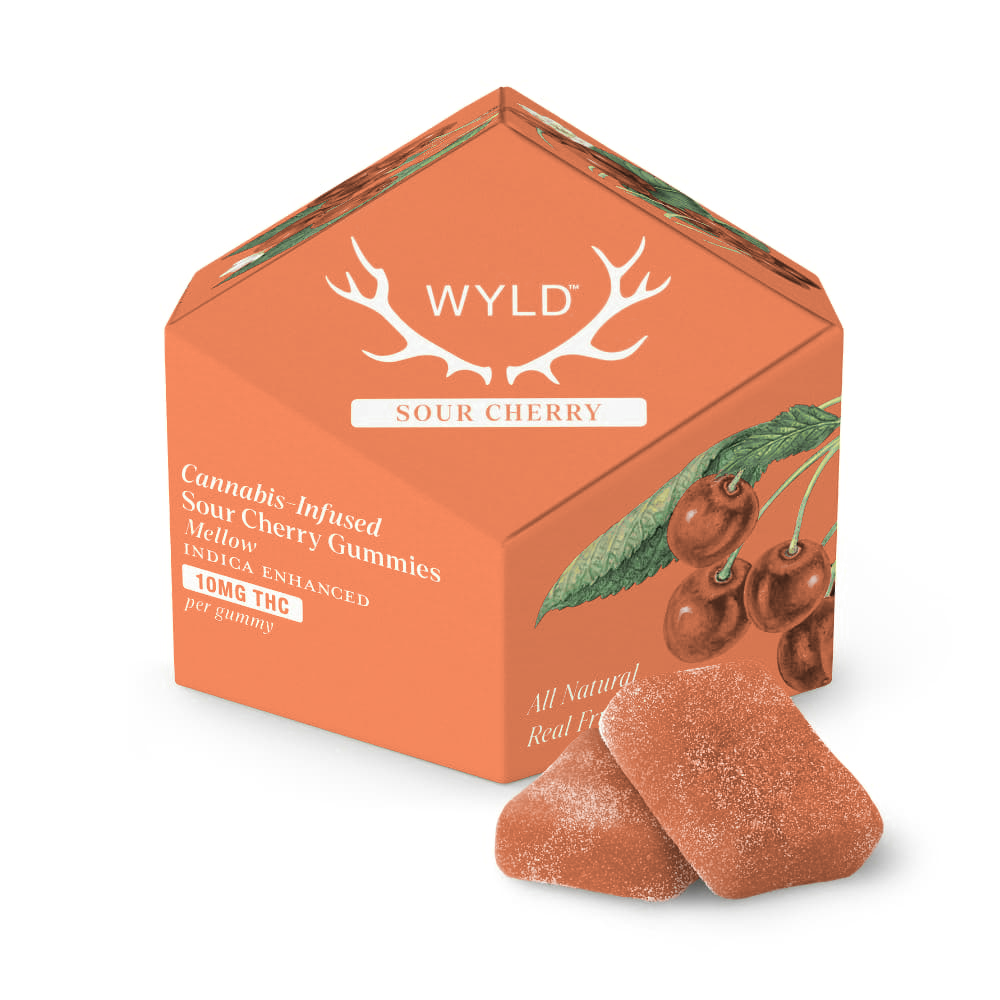 WYLD – Sour Cherry Indica Enhanced Gummies | 100mg