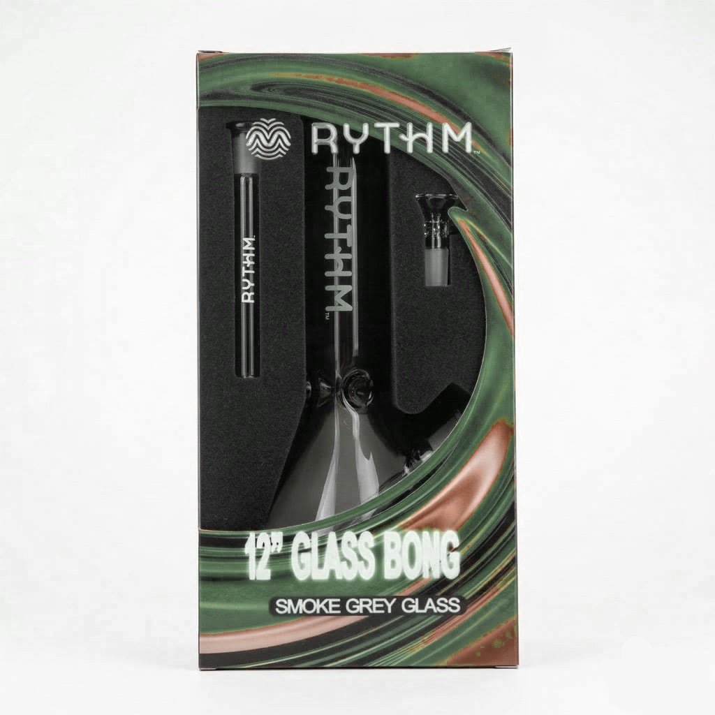 RYTHM – 12" Glass Bong - Smoky Grey